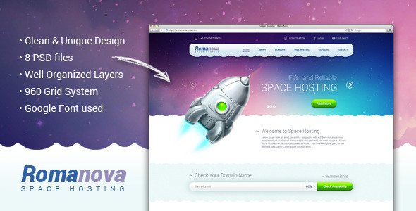 Romanova - Web Hosting Company PSD Template