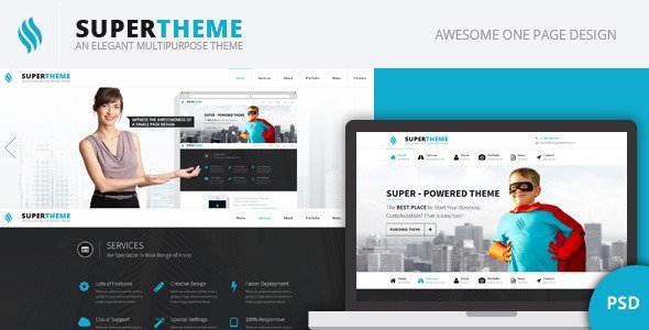 Super | An Elegant One Page PSD Theme