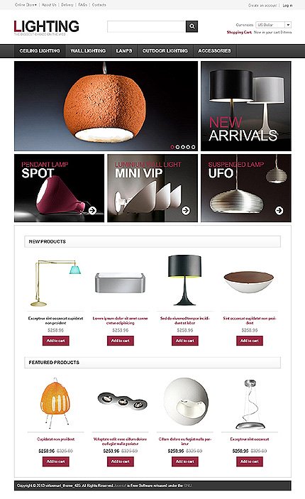 White & Black Home Decor VirtueMart Template by Hermes VirtueMart Templates  TMT