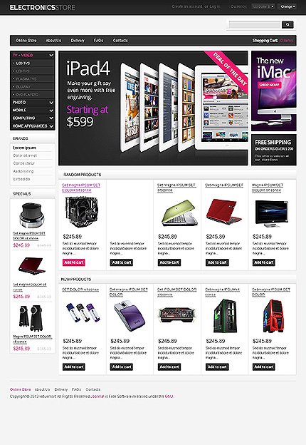 White & Black Electronics Store VirtueMart Template by Hermes VirtueMart Templates  TMT