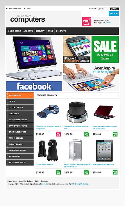 White Computer Store VirtueMart Template by Hermes VirtueMart Templates  TMT