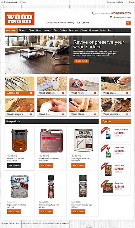 White VirtueMart Flooring Theme by Hermes VirtueMart Templates  TMT