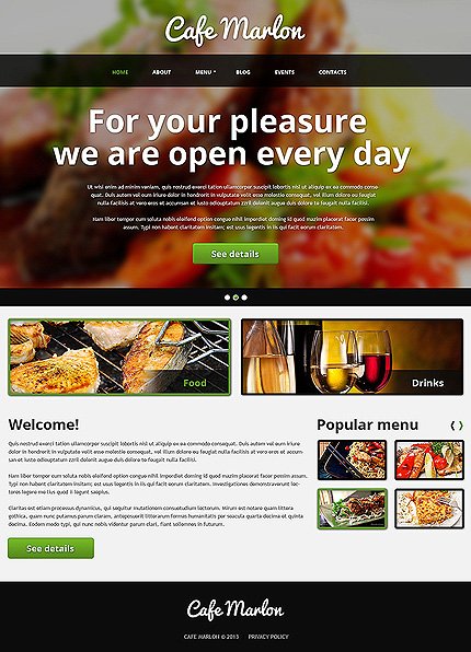 Black & White Cafe and Restaurant Joomla Theme by Jade TMT