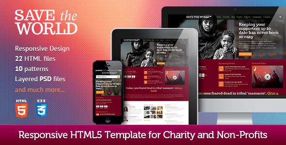 SaveTheWorld: Responsive HTML theme for Charity