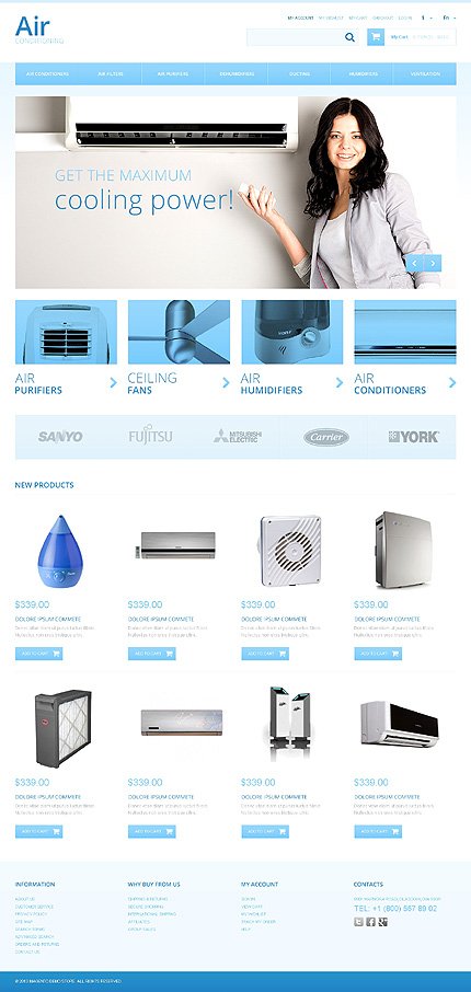 White Air Conditioning Magento Theme by Ares TMT