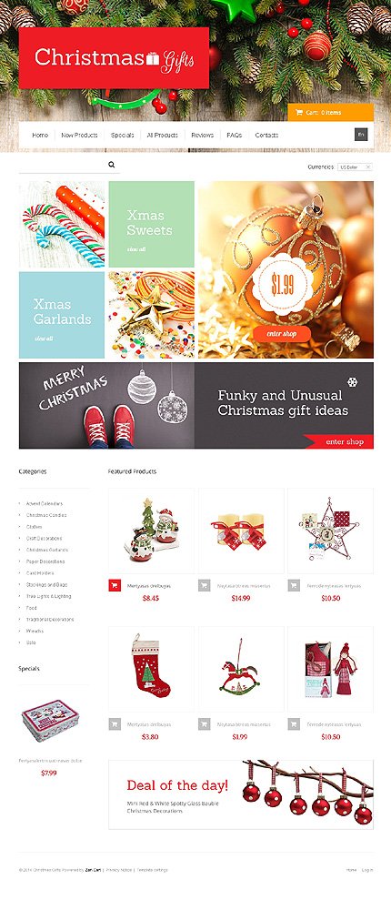 White Christmas Zen Cart Template by Delta TMT