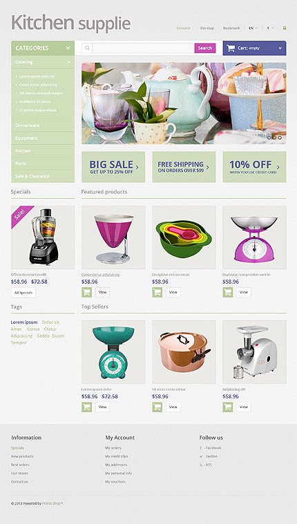 White & Grey Housewares PrestaShop Theme by Hermes TMT
