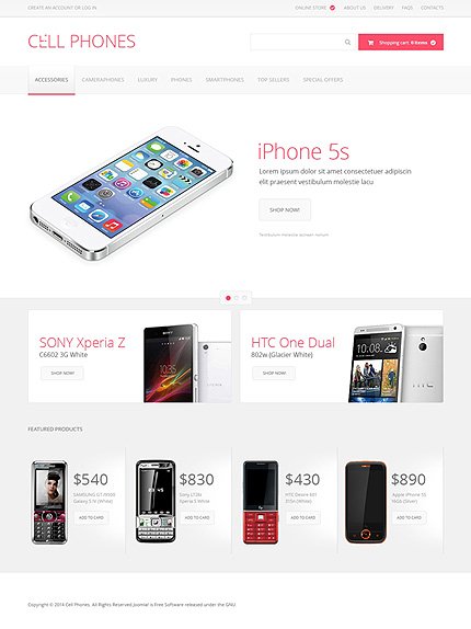 White Mobile Store VirtueMart Template by Cowboy VirtueMart Templates TMT