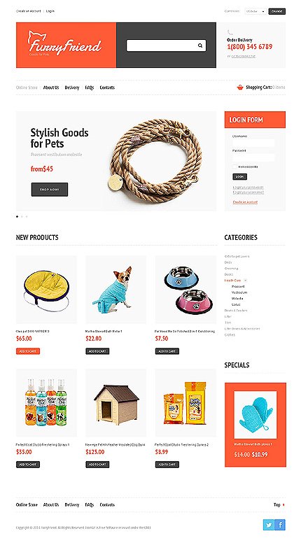 White Pet Shop VirtueMart Template by Elza ID280 VirtueMart Templates TMT