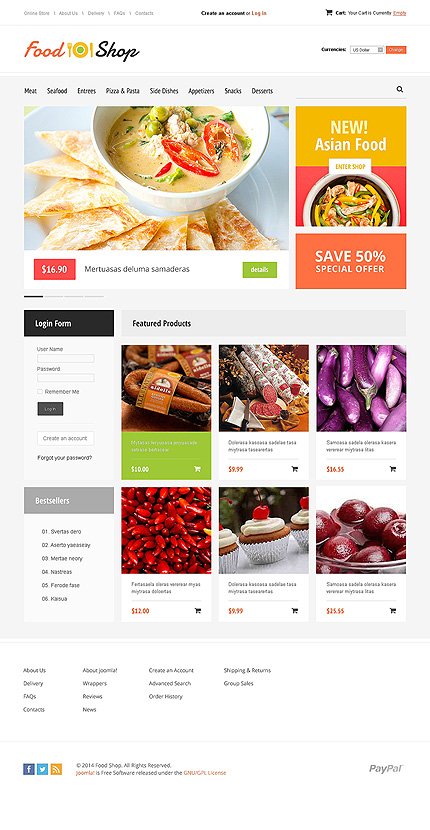 Food Shop Online VirtueMart Templates TMT