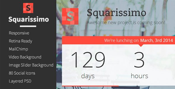 Squarissimo - Responsive Coming Soon Template
 FXTheme