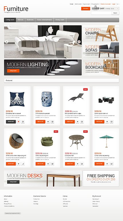 White Furniture OpenCart Theme by Hermes TMT