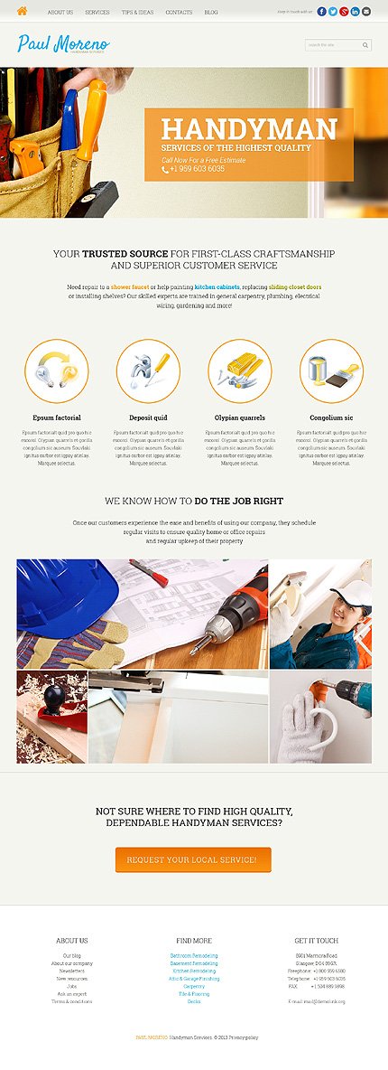White Home Repairs Joomla Template by Cerberus TMT