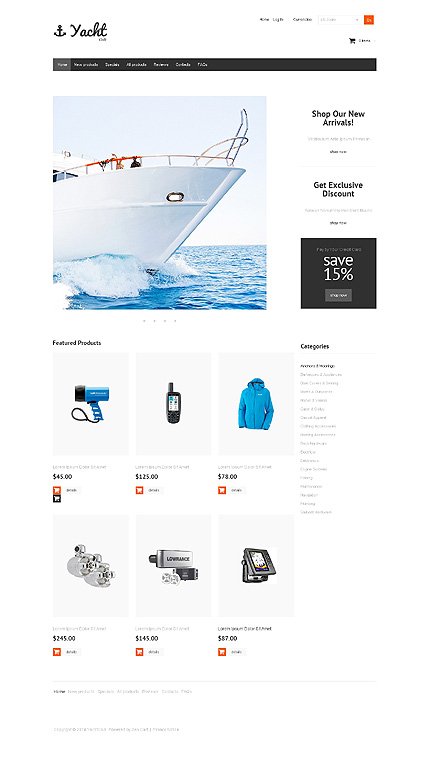 White Yachting Zen Cart Template by Elza TMT