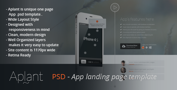 Aplant - PSD App Landing Page
 FXTheme