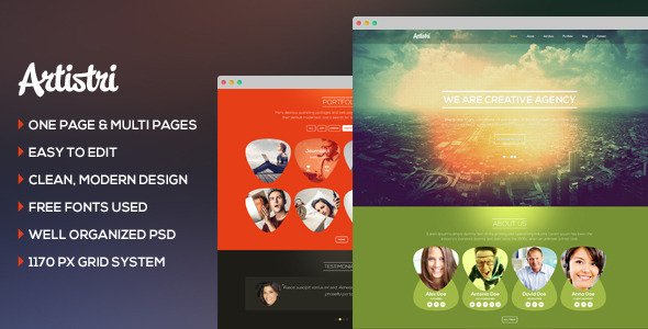 Artistri - Creative One Page and Multi Page PSD
 FXTheme