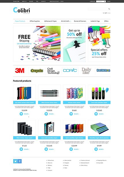 White Stationery VirtueMart Template by Di VirtueMart Templates TMT