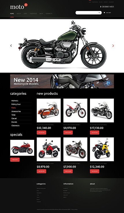 Black & White Bike Shop Jigoshop Theme by Cowboy Jigoshop Themes TMT
