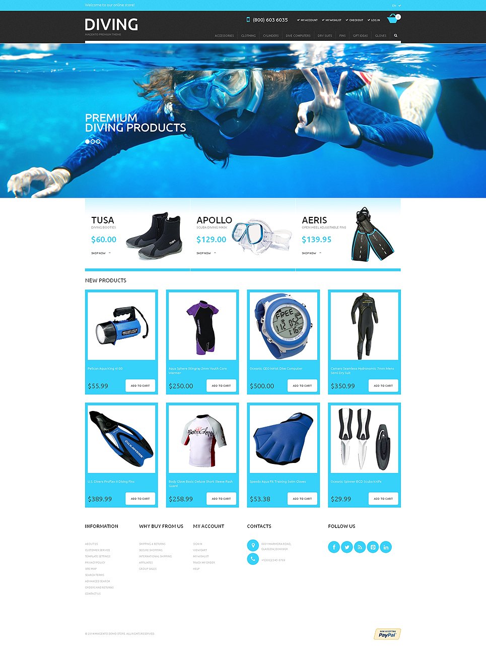 Diving Responsive Magento Theme TMT