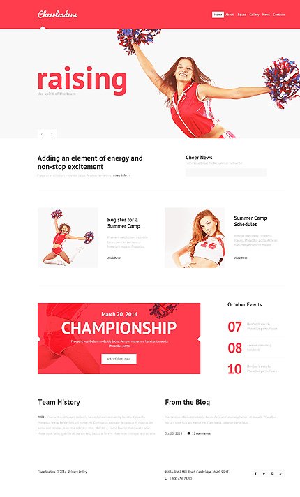 White Cheerleading Joomla Template by Elza TMT