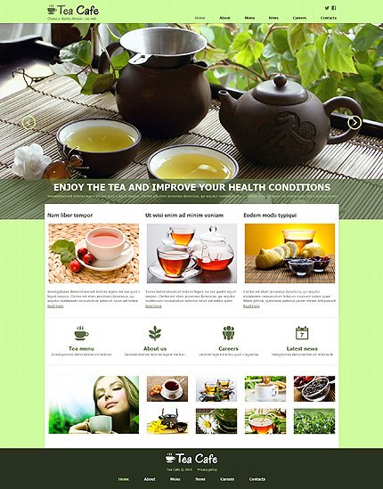 White & Green Tea Shop Joomla Template by Jade TMT