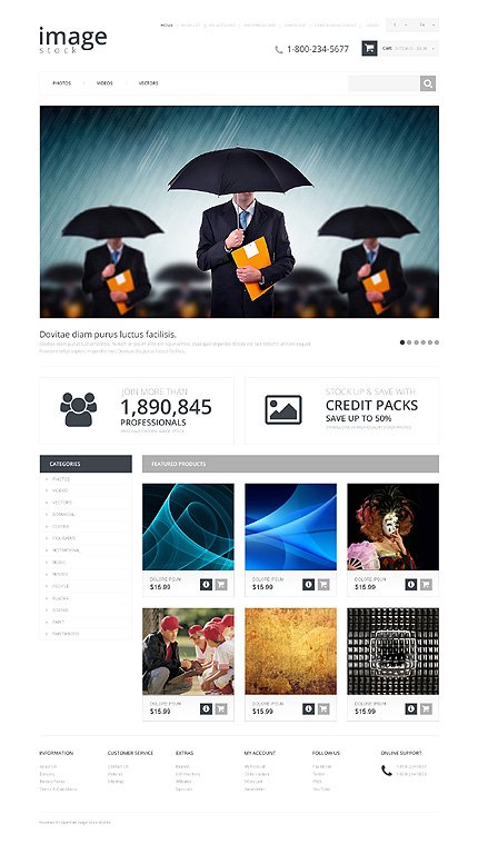 White Stock Photo OpenCart Template by Ares TMT