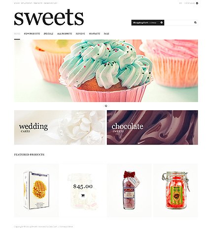 White Sweet Shop Zen Cart Template by Cowboy TMT