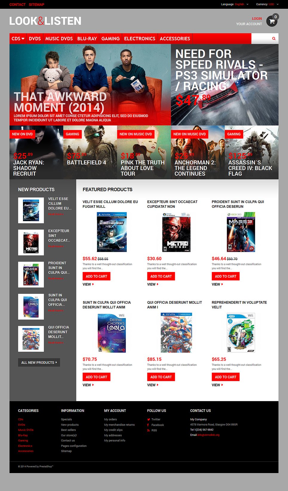 DVD Store Responsive PrestaShop Theme TMT
