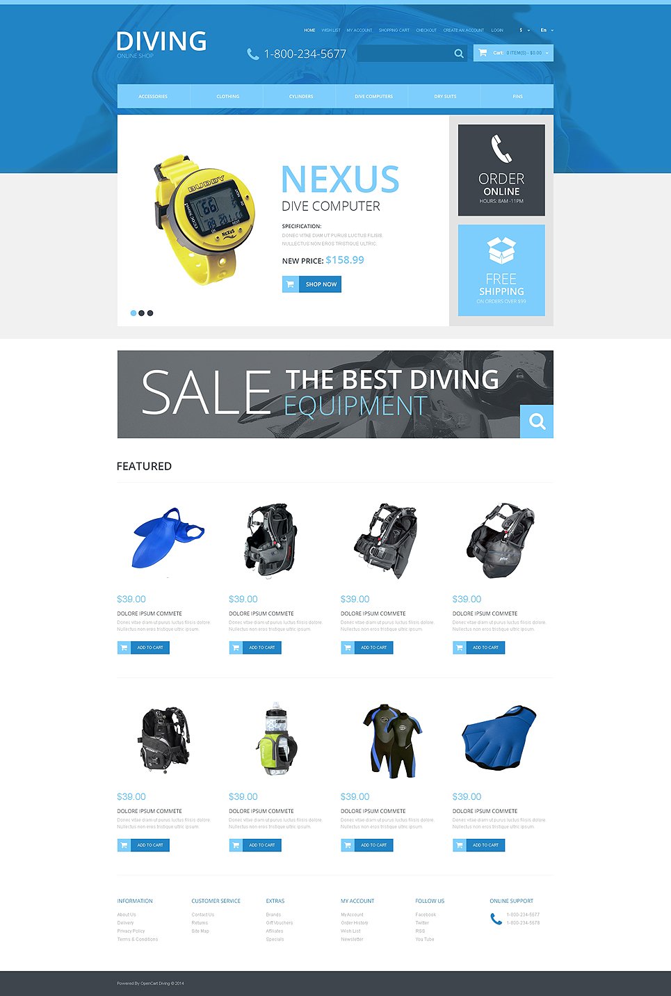 Diving Responsive OpenCart Template TMT