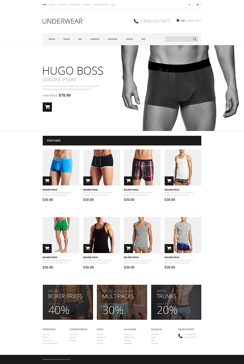Men's Underwear Responsive OpenCart Template TMT