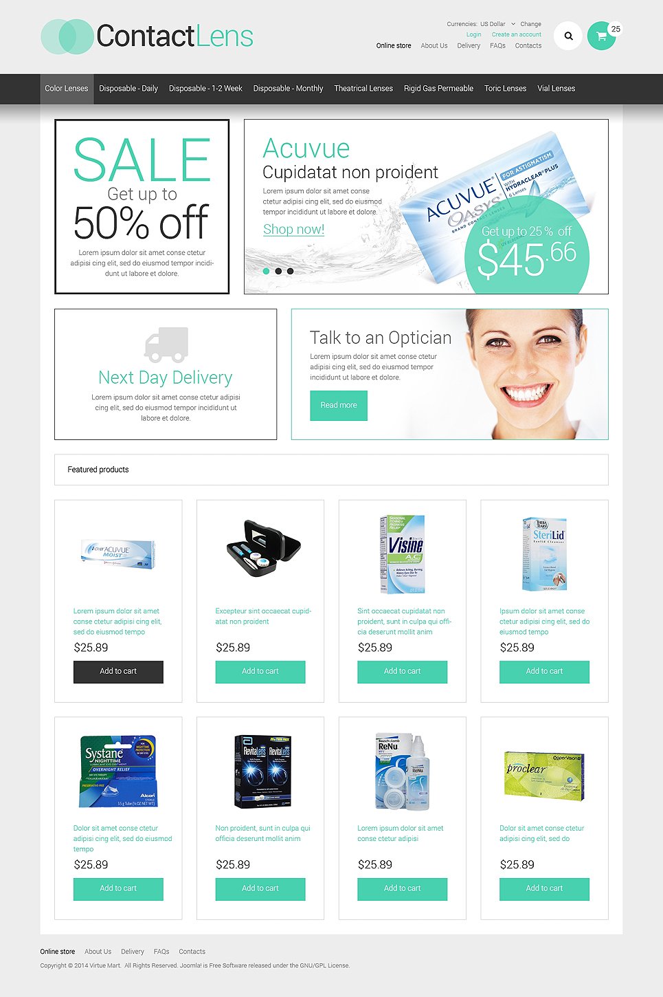 Optometrist's VirtueMart Template TMT
