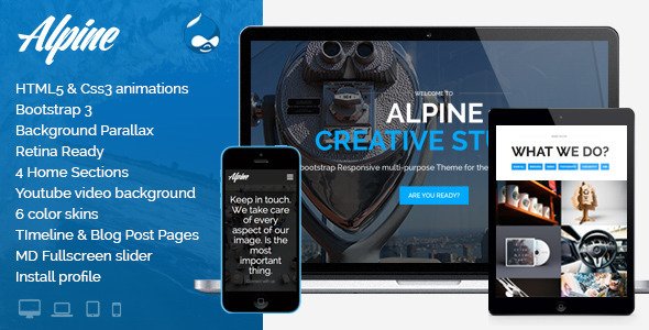 Alpine - Responsive One Page Parallax Drupal Theme
 FXTheme