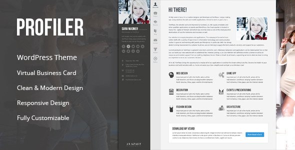 Profiler - vCard Resume WordPress Theme
 FXTheme