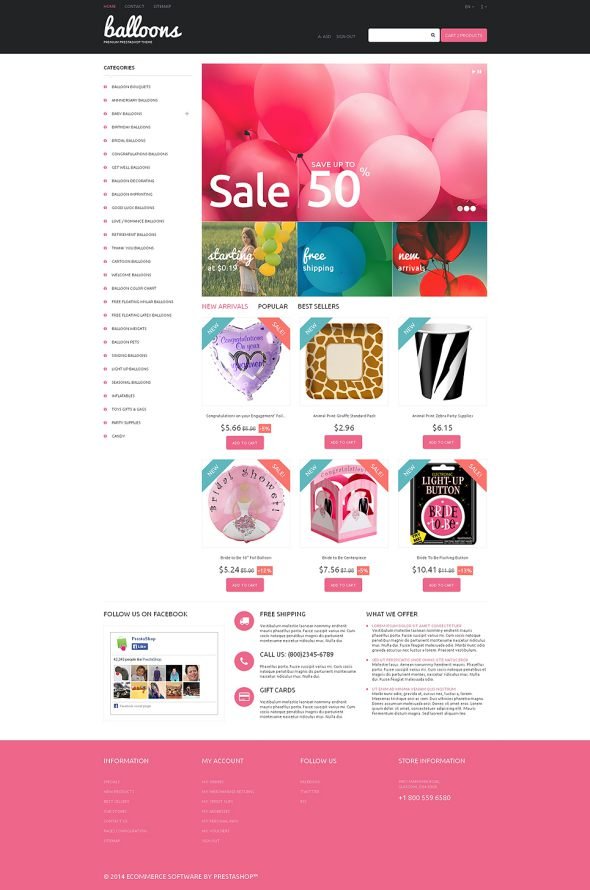 Balloons and Party Items PrestaShop Theme TMT