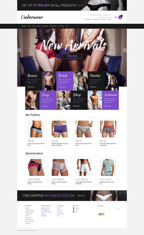 Men's Underwear Responsive Magento Theme TMT