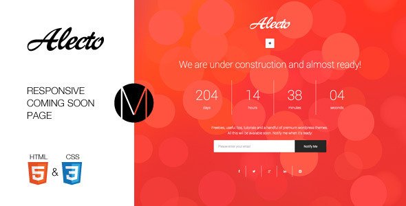 Alecto - Coming Soon Template
 TFx SiteTemplates