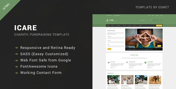 ICARE - Nonprofit, Fundraising HTML Template
 TFx
