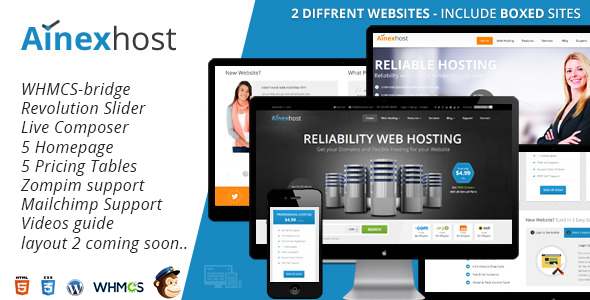 Ainex Host WHMCS WordPress Integration Theme
 TFx