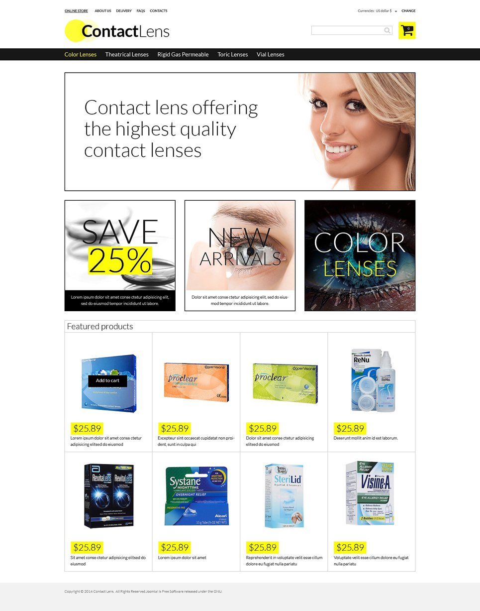 Contact Lens Store VirtueMart Template TMT