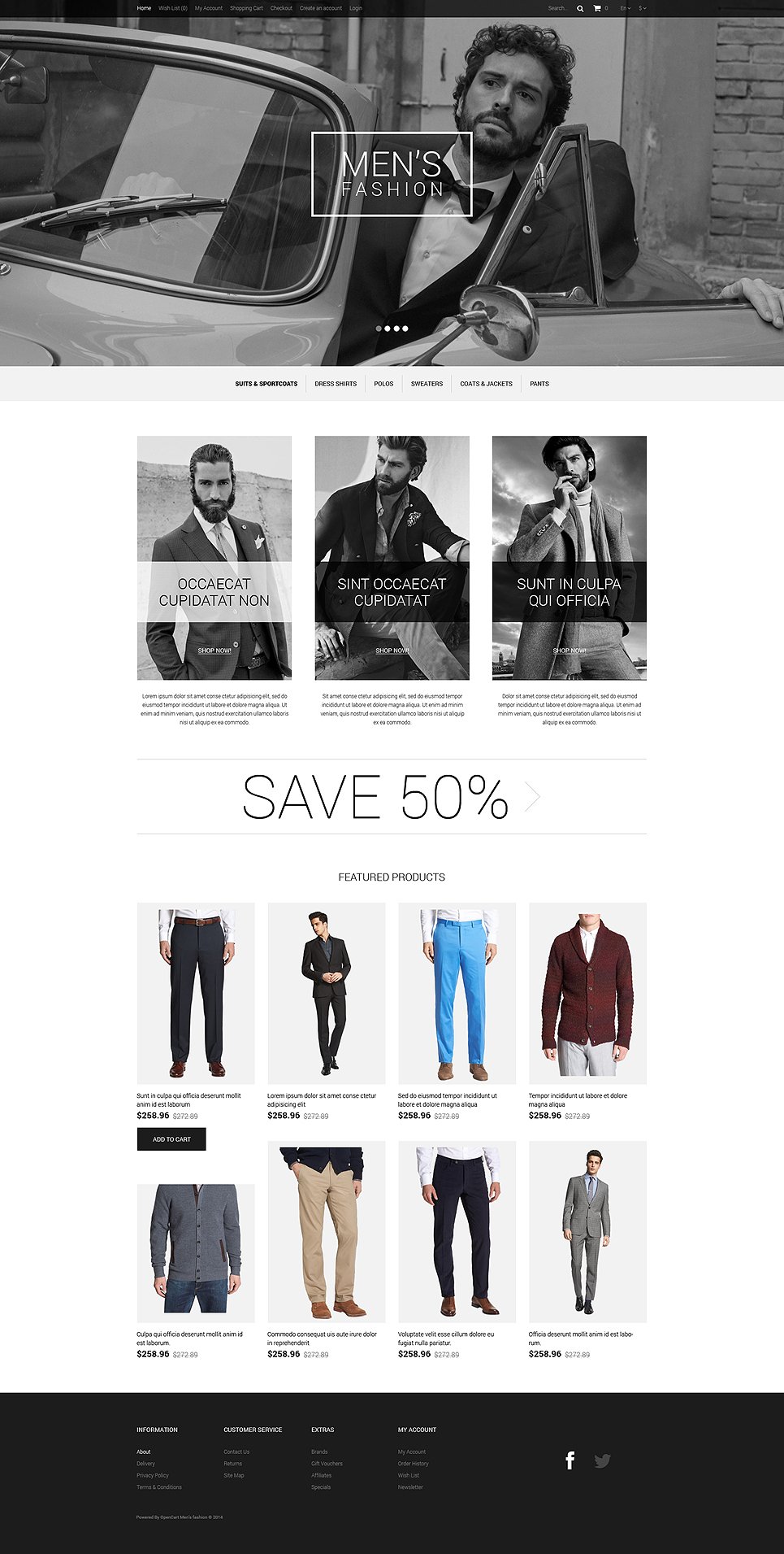 Elegance of Men's Style OpenCart Template TMT