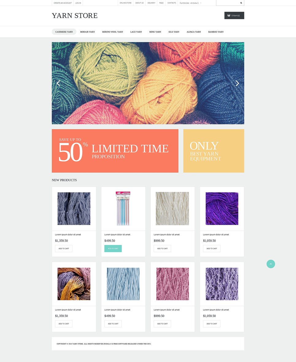 Handiwork Yarn VirtueMart Template TMT