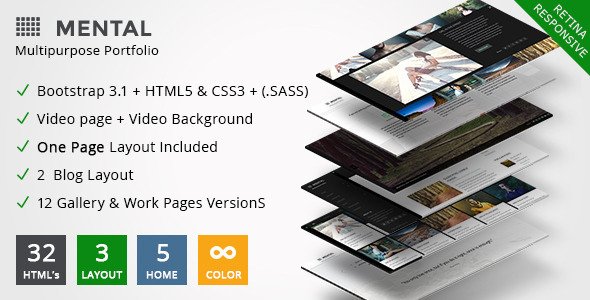 Mental - Premium Multipurpose Portfolio + Onepage
 TFx