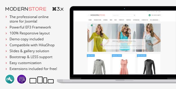 Modern Store - responsive eCommerce Joomla theme
 TFx