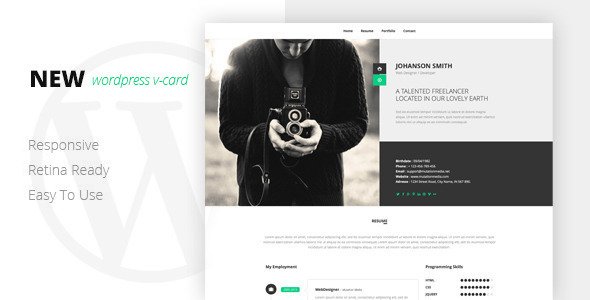 NEW Retina Ready WordPress Vcard Theme
 TFx