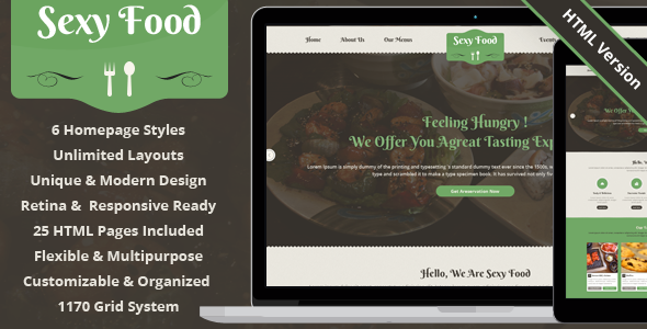 Sexy Food - Food & Restaurant HTML Template
 TFx