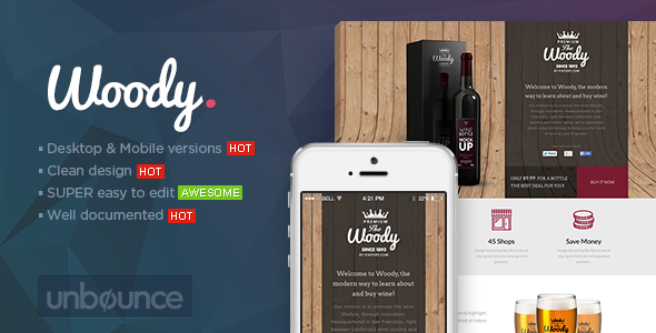 Woody - Drink Shop Unbounce Landing page Template
 TFx