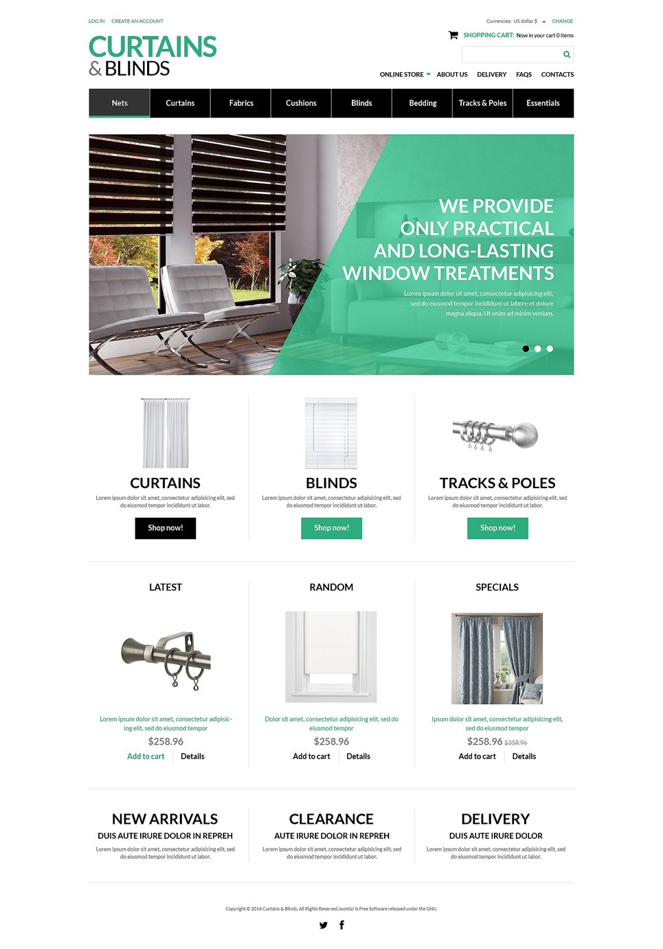 Curtains Blinds Salon VirtueMart Template TMT