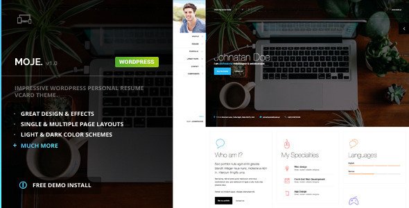 Moje - vCard Bootstrap Responsive WordPress Theme
 TFx