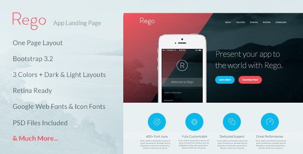 Rego - App Landing Page
 TFx LandingPages
