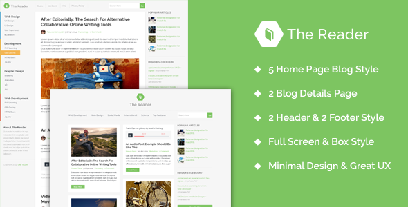 The Reader Minimal Blog Page
 TFx PSDTemplates
